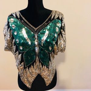 100% Silk Vintage Butterfly Top